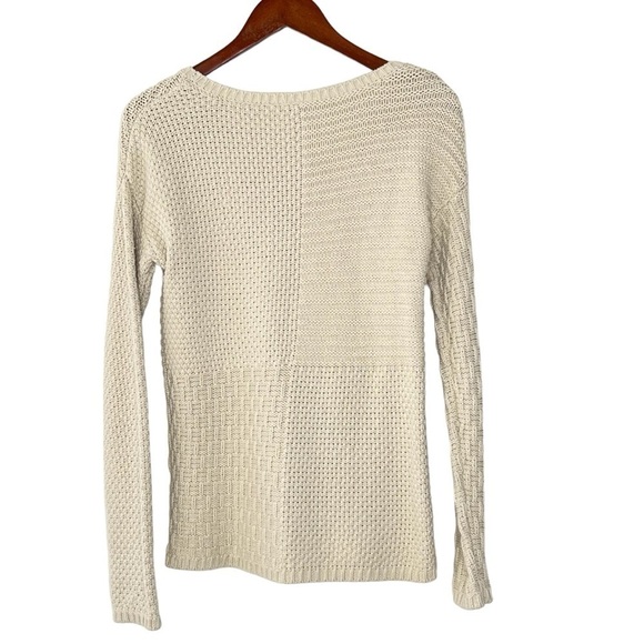 SAHALIE Cream Cable Knit Pattern Block Long Sleeve Sweater Women's Size S - Picture 13 of 16